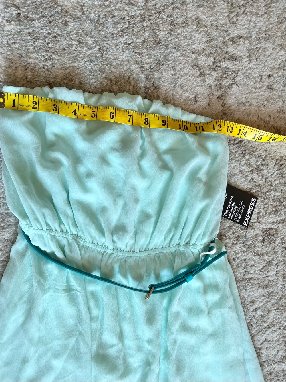 Express Mint Strapless Chiffon Dress with Belt Accent | Women’s XS - Picture 13 of 16